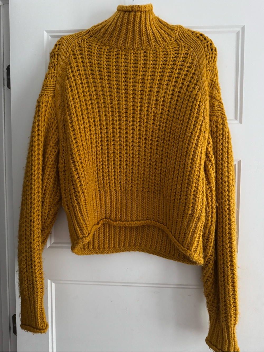 H&M Mustard Chunky Rib Mock Neck Sweater